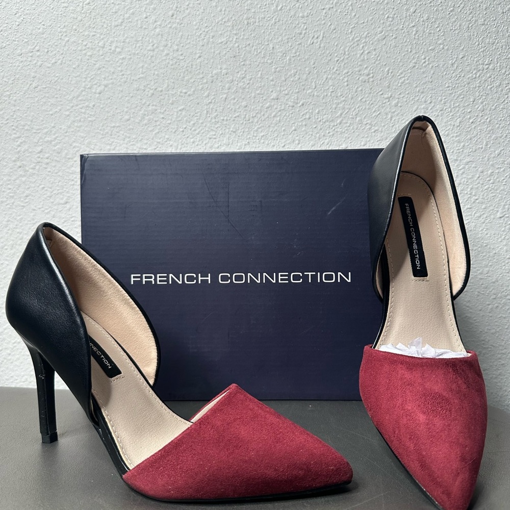 French Connection Black and Burgundy Heels